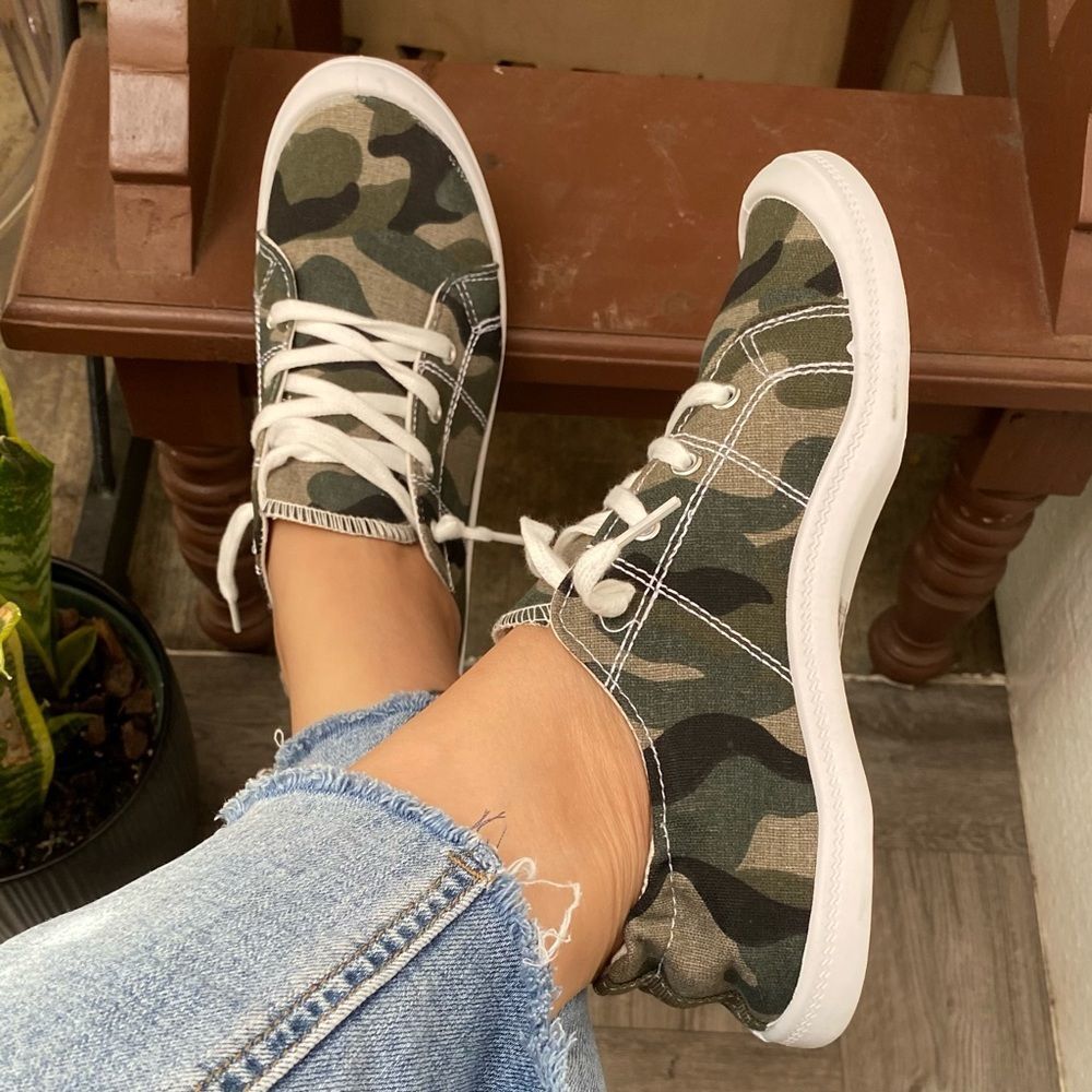 Camouflage Flat Lace Sneakers Tennis